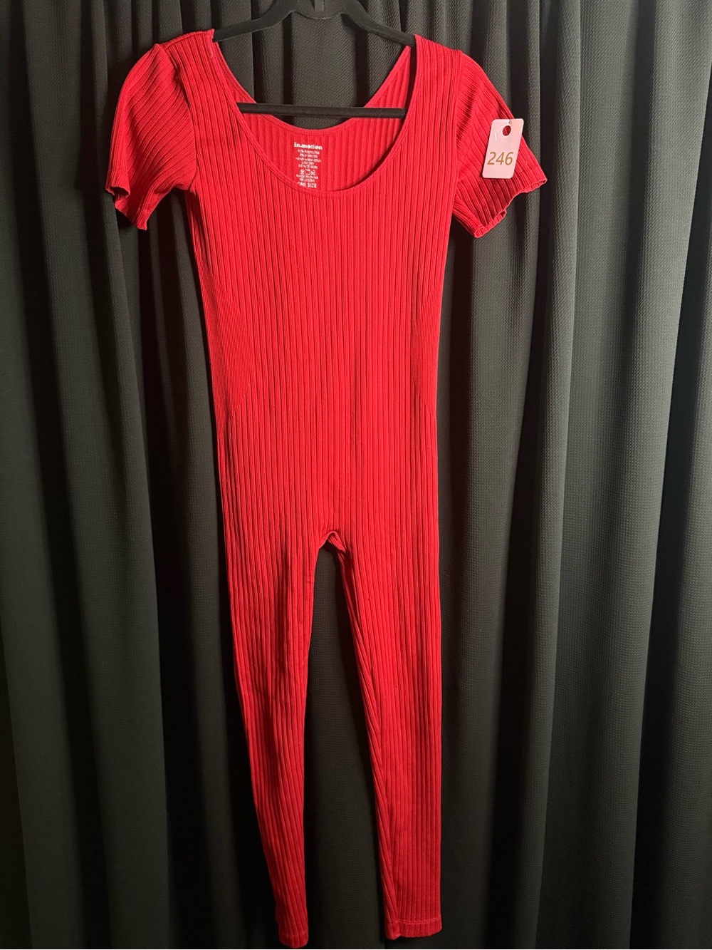Red Ribbed One-Piece Jumpsuit